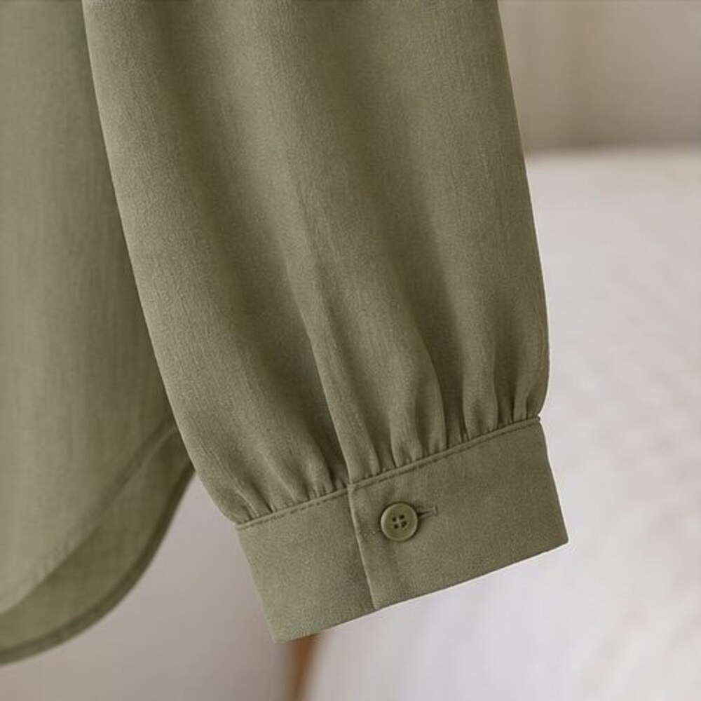Olive Ruffle Collar Blouse - Picture 5 of 6